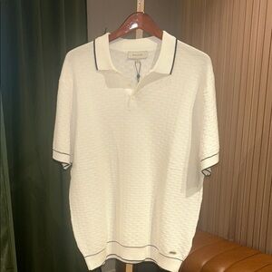 Bugatchi Textured White Polo Shirt